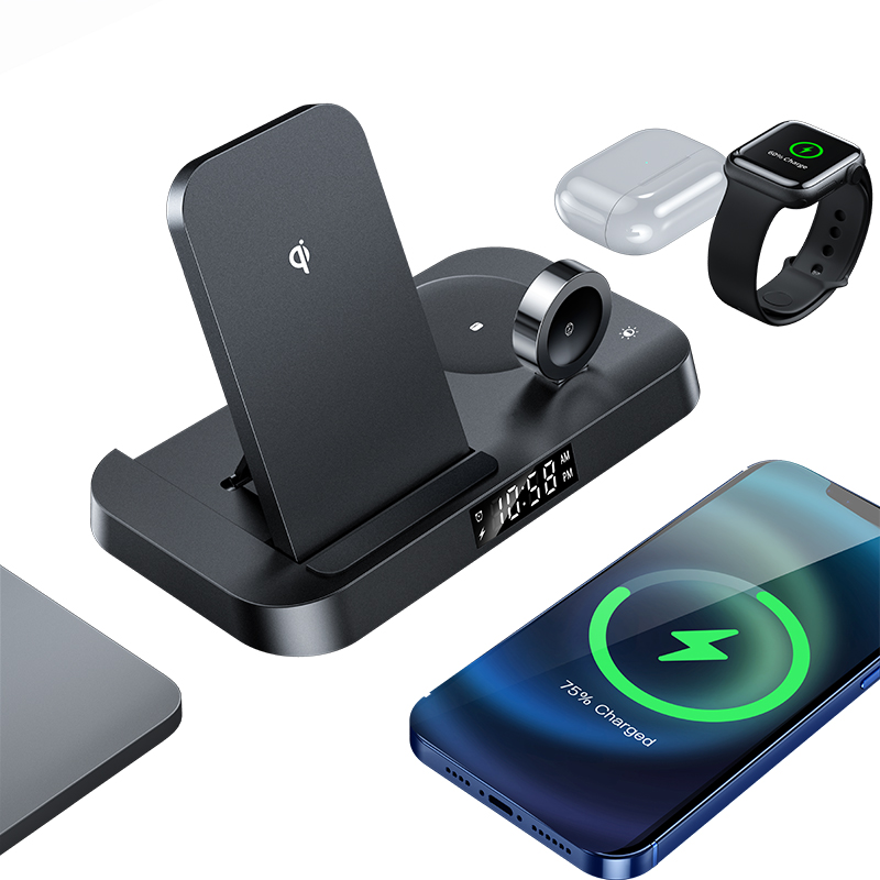 4-in-1 Wireless Charging Station With Alarm Clock